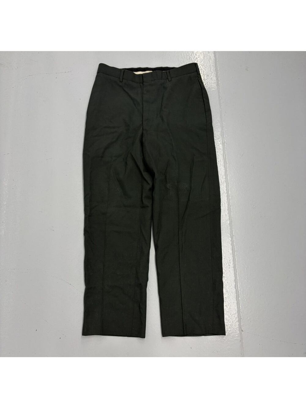 Vintage 60s Serge Army Green Wool Trousers 32x29